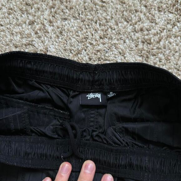 Black striped Stussy Swim Suit Bathing Suit Trunks Shorts - Picture 4 of 8